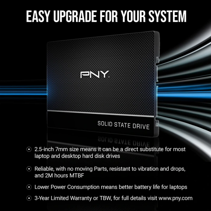 PNY CS900 500GB 535/500MB/s 2,5; SATA3 SSD (SSD7CS900-500-RB)