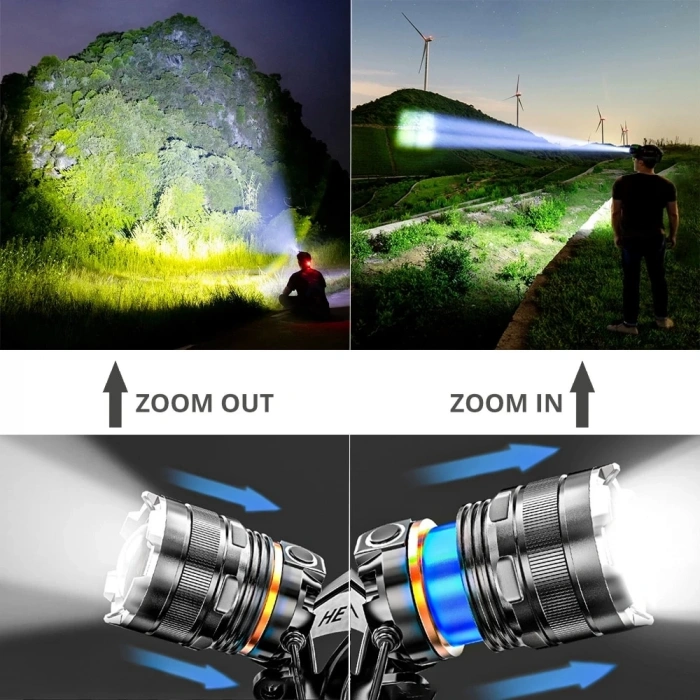 Ps-8002 Sensörlü Zoomlu Profesyonel Şarjlı Kafa Lambası