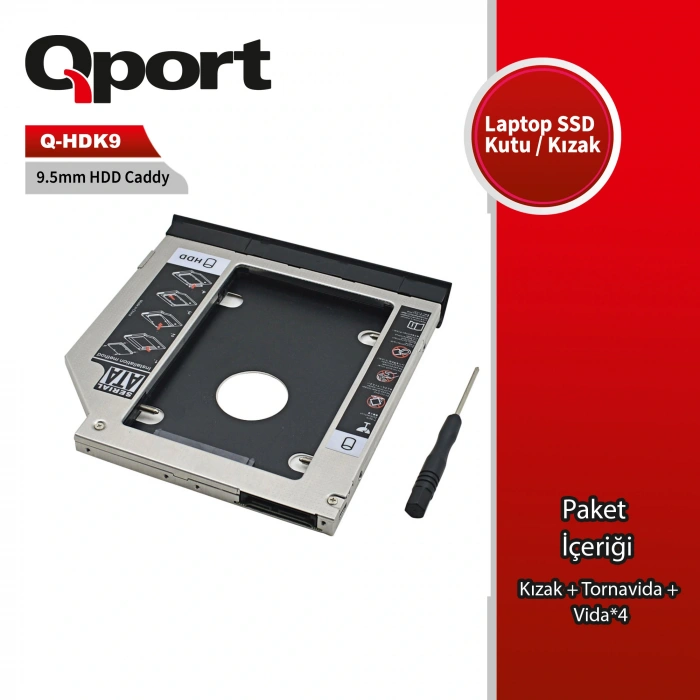 QPORT Q-HDK9 2.5; HDD/SSD UYUMLU CEVIRICI 9.5; OPTIK SATA KIZAK