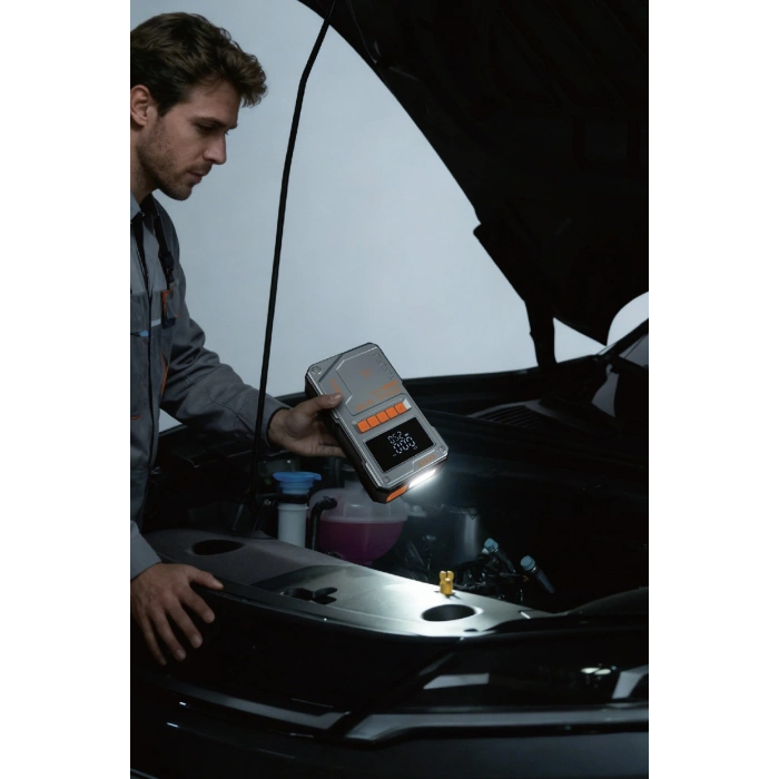 Şarjlı 10.000 Mah Akım Korumalı Taşınabilir Çanta Araç Akü Şarj Takviyeli Işıklı Hava Kompresörü Powerbankli