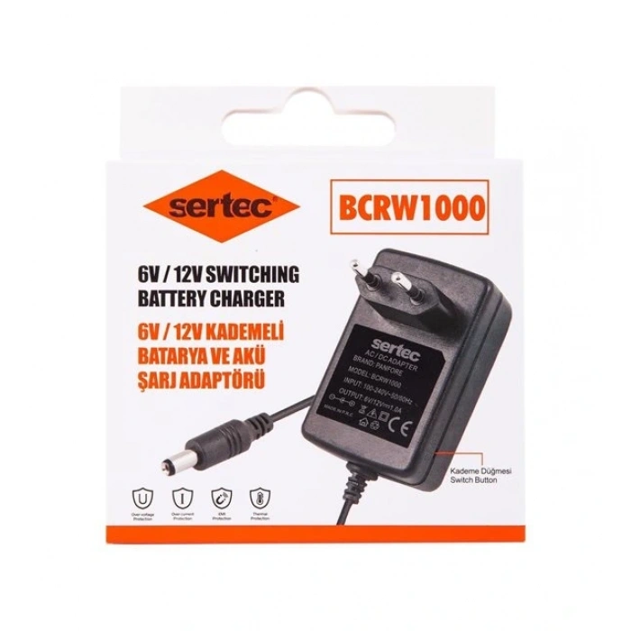 Sertec Bcrw1000 6v/12v 1a Kademeli Batarya Ve Akü Şarj Adaptörü