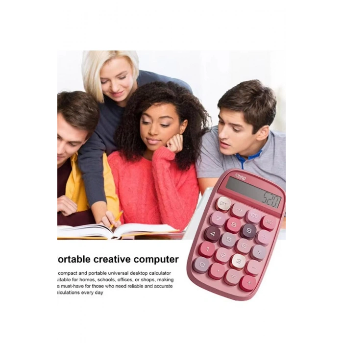 Sevimli Kare Tuşlu 10 Haneli Ldc Ekran Hesap Makinası Pembe