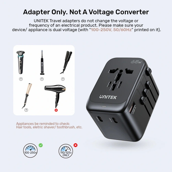 Unitek 65W Universal Travel Adaptör (P1122ABK01)