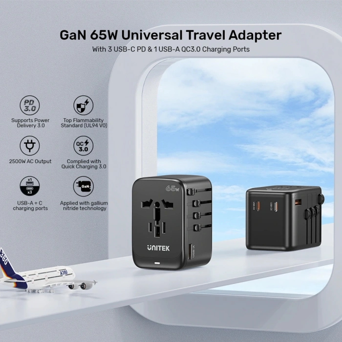 Unitek 65W Universal Travel Adaptör (P1122ABK01)