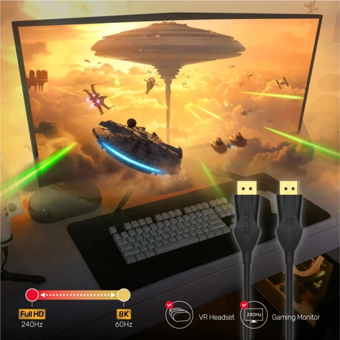 UNITEK DISPLAYPORT 1.4 KABLO 1MT 8K&amp;60Hz (C1624BK-1M)
