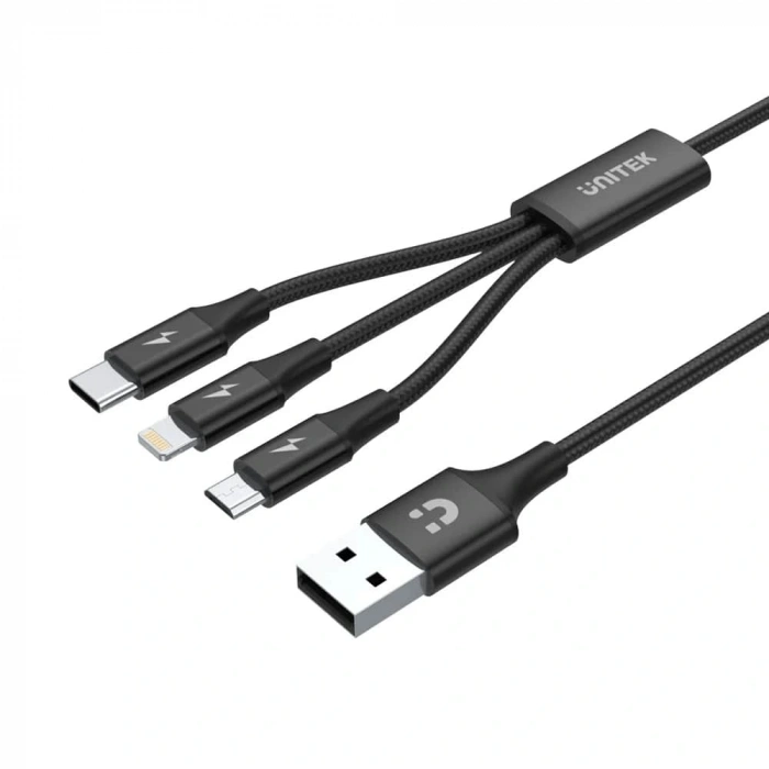 UNITEK USB-A 3in1 HIZLI ŞARJ 1.2MT 2.4A (C14049BK)