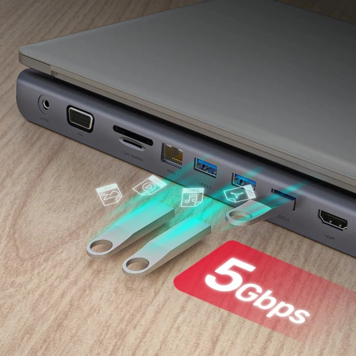UNITEK USB-C 11in1 UNIVERSAL DOCKING STATION MST DESTEKLİ  (D1022B)