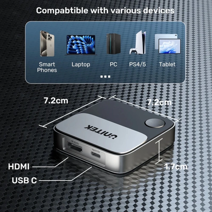 UNITEK WIRELESS 4K&amp;60Hz KABLOSUZ GÖRÜNTÜ AKTARICI (V1162B01)
