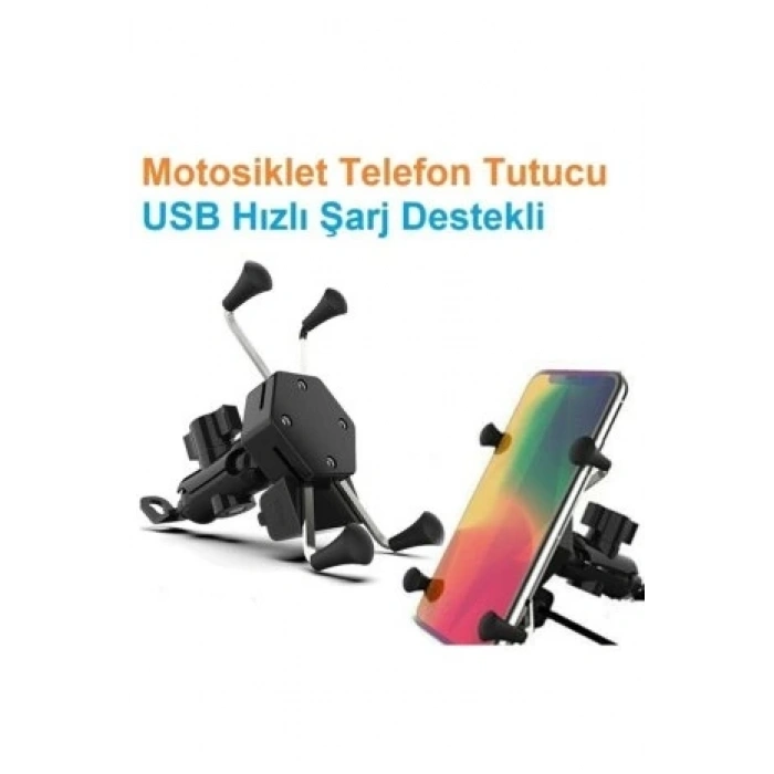 Usb Şarjlı Ayna Bağlantılı Motosiklet Telefon Tutucu Motor Tutacağı