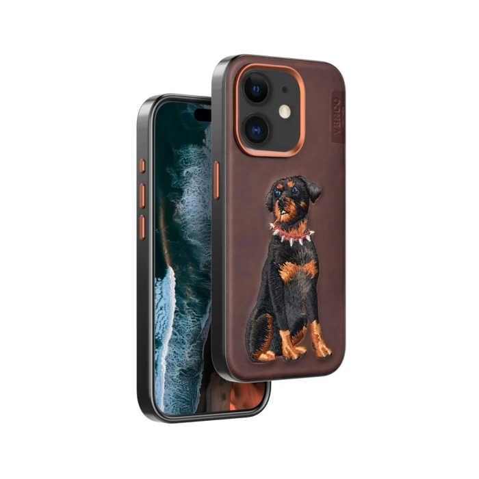 Venco iPhone 11 Perma Desenli Kapak - Koyu Kahve