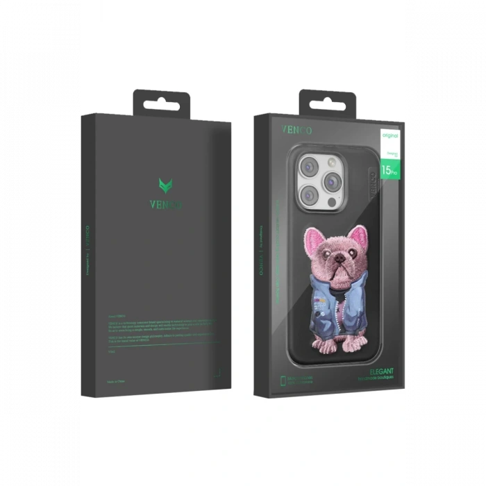 Venco iPhone 15 Pro Cute Desenli Kapak - Siyah