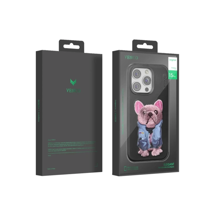 Venco iPhone 15 Pro Max Cute Desenli Kapak - Siyah