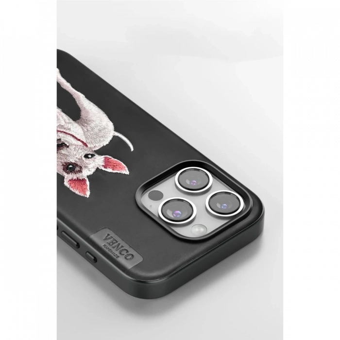 Venco iPhone 15 Pro Perma Desenli Kapak - Siyah