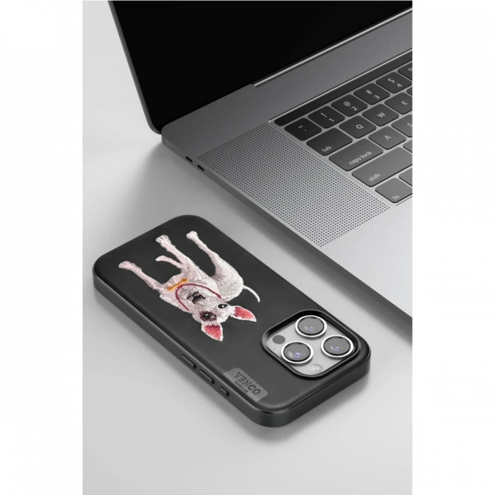 Venco iPhone 15 Pro Perma Desenli Kapak - Siyah