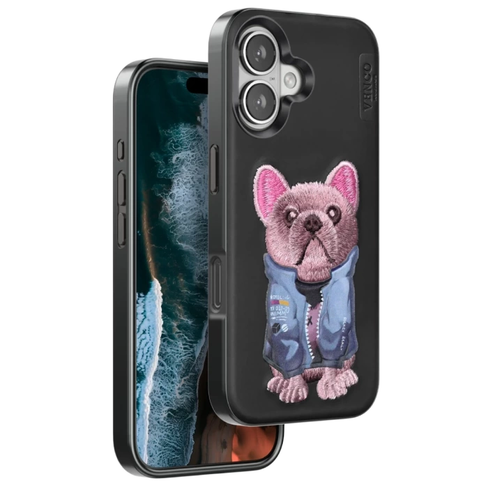 Venco iPhone 16 Cute Desenli Kapak - Siyah