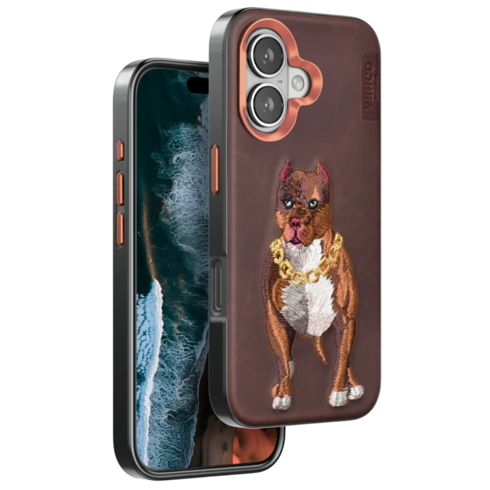 Venco iPhone 16 Perma Desenli Kapak - Kahverengi