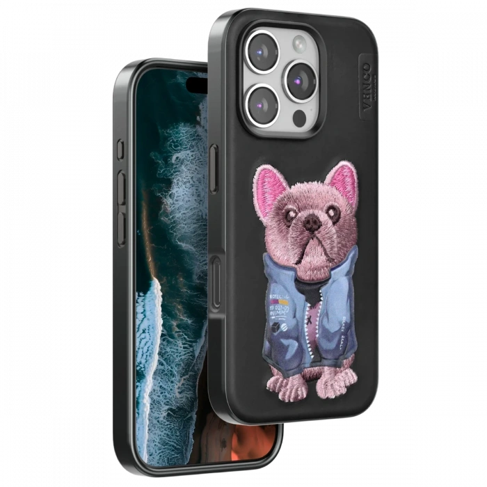 Venco iPhone 16 Pro Cute Desenli Kapak - Siyah