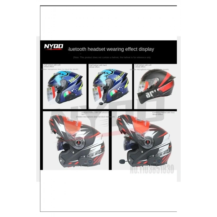 X63 Motosiklet Kask Kulaklık Intercom Işıklı Motorsiklet Interkom 5.3