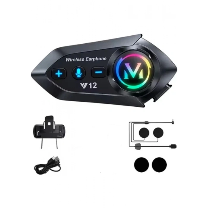 Y12  Motor Kask Kulaklık Rgb Modlu Radyolu Motosiklet Kulaklık 5.3 Bluetooth Intercom