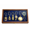 Ahşap Kutulu Denizci Temalı Pirinç Anahtarlık Seti Key-0285