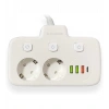 Akım Korumalı 2’li Ayrı Anahtarlı Priz, 2x Priz, 3x Usb, 1x Type-c, 2 Mt Kablo, Hızlı Şarj