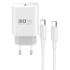 Konfulon C87C 30W Type-C Çıkışlı Ekstra DL51 1M Type-C to Type-C Kablolu PD Şarj Cihazı - Beyaz