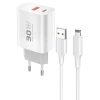 Konfulon C89Q 1 Adet 30W Type-C ve 1 Adet 22.5W USB Çıkışlı Ekstra DL48 1M USB to Lightning Kablolu PD Şarj Cihazı - Beyaz