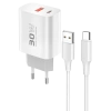 Konfulon C89Q 1 Adet 30W Type-C ve 1 Adet 22.5W USB Çıkışlı Ekstra DL49 1M USB to Type-C Kablolu PD Şarj Cihazı - Beyaz