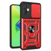 Newface İnfinix Hot 30 4G Kılıf Pars Lens Yüzüklü Silikon - Kırmızı