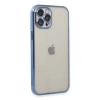Newface iPhone 12 Pro Max Kılıf Razer Lensli Silikon - Açık Mavi
