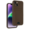 iPhone 14 Kılıf Kelvin Kartvizitli Silikon - Kahverengi