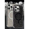 Newface iPhone 15 Pro Kılıf Diamond Magsafe Kapak - Derin Mor