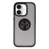 Newface iPhone 16 Kılıf Montreal Yüzüklü Silikon Kapak - Siyah