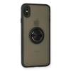 iPhone XS Kılıf Montreal Yüzüklü Silikon Kapak - Siyah
