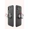 Newface iPhone XS Max Kılıf Range Yüzüklü Silikon - Siyah-Mavi