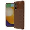 Newface Oppo A38 Kılıf Auto Focus Karbon Kapak - Kahverengi