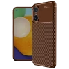 Newface Oppo A60 Kılıf Auto Focus Karbon Kapak - Kahverengi