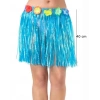 Yetişkin Ve Çocuk Uyumlu Mavi Renk Püsküllü Hawaii Luau Hula Etek 40 Cm