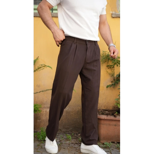 Baggy Kumaş Pantolon Acı Kahve