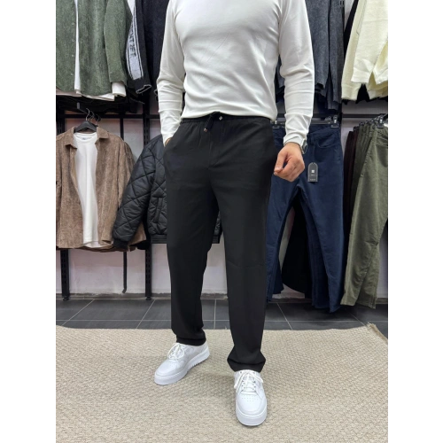 Bel Bağlamalı Regular Pantolon Siyah