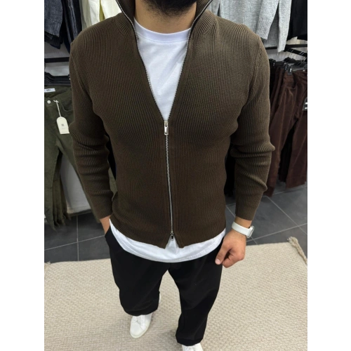 Fermuarlı Hırka Kahve