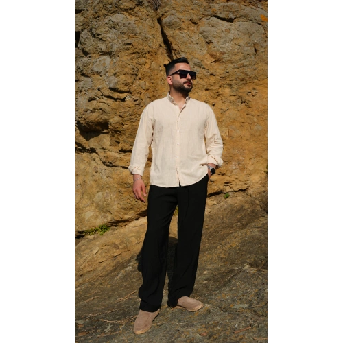 Fresh Keten Gömlek Krem