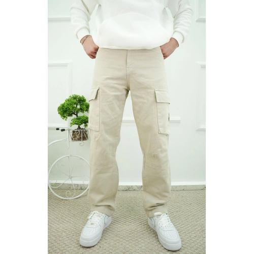 Gabardin Kargo Pantolon Bej
