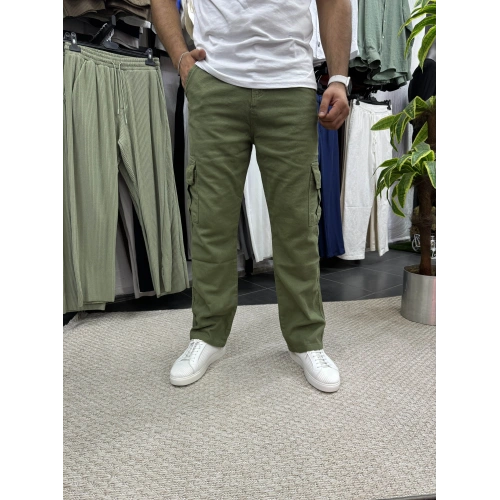 Gabardin Kargo Pantolon Haki