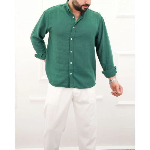 Keten Gömlek Oversize Yeşil