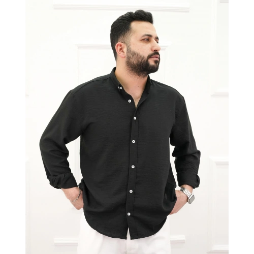 Keten Gömlek Oversize Siyah