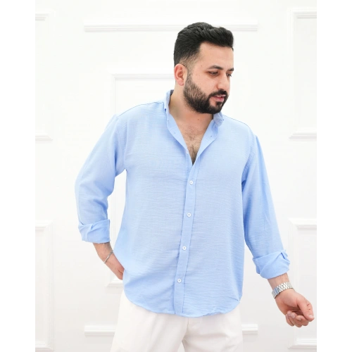 Keten Gömlek Oversize Bebe Mavi