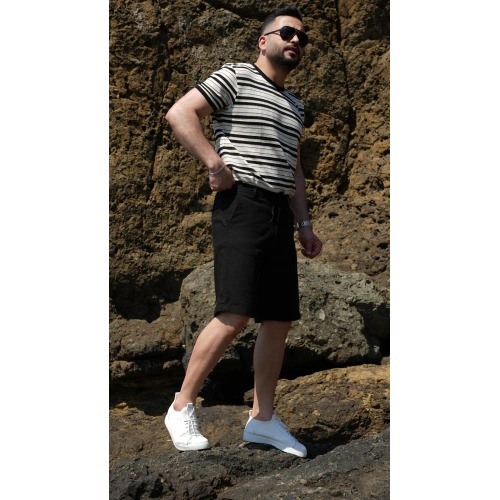 Keten Şort Siyah-OTLT