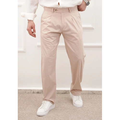 Kısa Dil Baggy Pantolon Krem