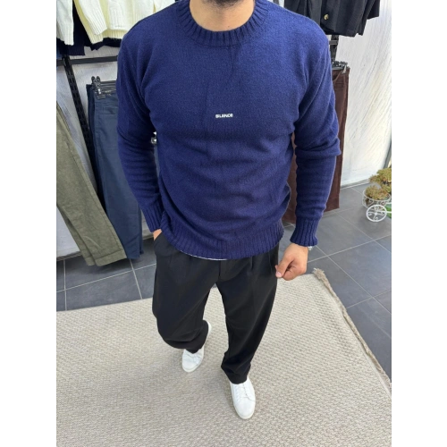 Nakışlı Triko Lacivert